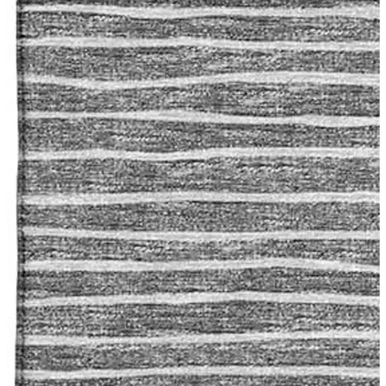 Gray And Ivory Striped Washable Area Rug With UV Protection Photo 4
