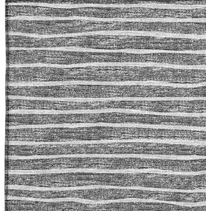 Gray And Ivory Striped Washable Area Rug With UV Protection Photo 5