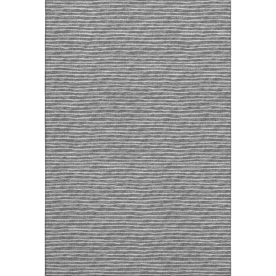 Gray And Ivory Striped Washable Area Rug With UV Protection Photo 2
