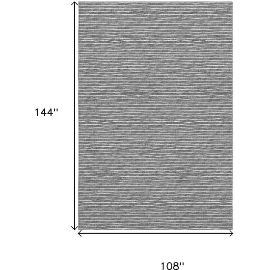 Gray And Ivory Striped Washable Area Rug With UV Protection Photo 3