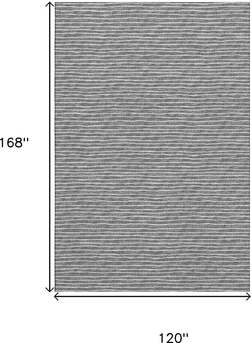 Gray And Ivory Striped Washable Area Rug With UV Protection Photo 3