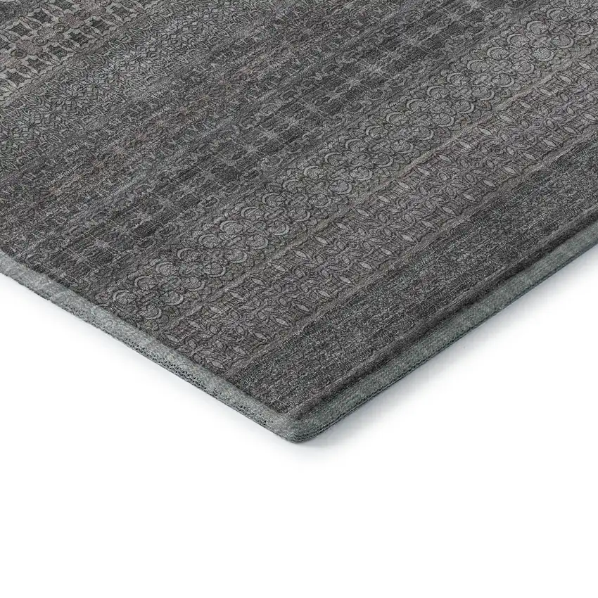 Gray And Ivory Striped Washable Area Rug With UV Protection Photo 9