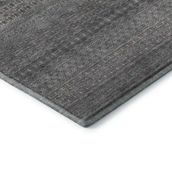 Gray And Ivory Striped Washable Area Rug With UV Protection Photo 7