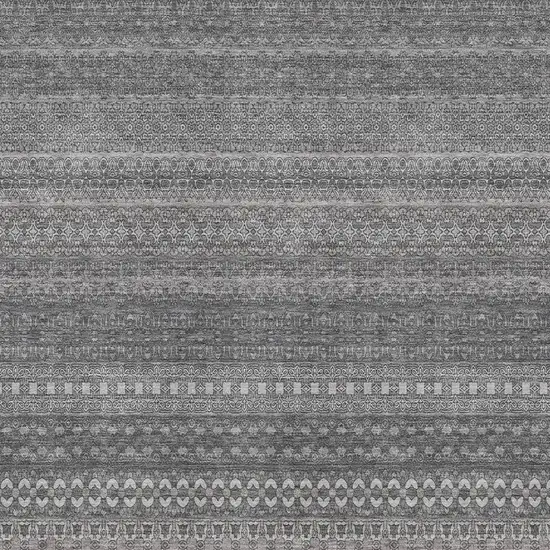 Gray And Ivory Striped Washable Area Rug With UV Protection Photo 3