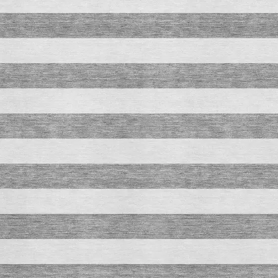 Gray And Ivory Striped Washable Area Rug With UV Protection Photo 3