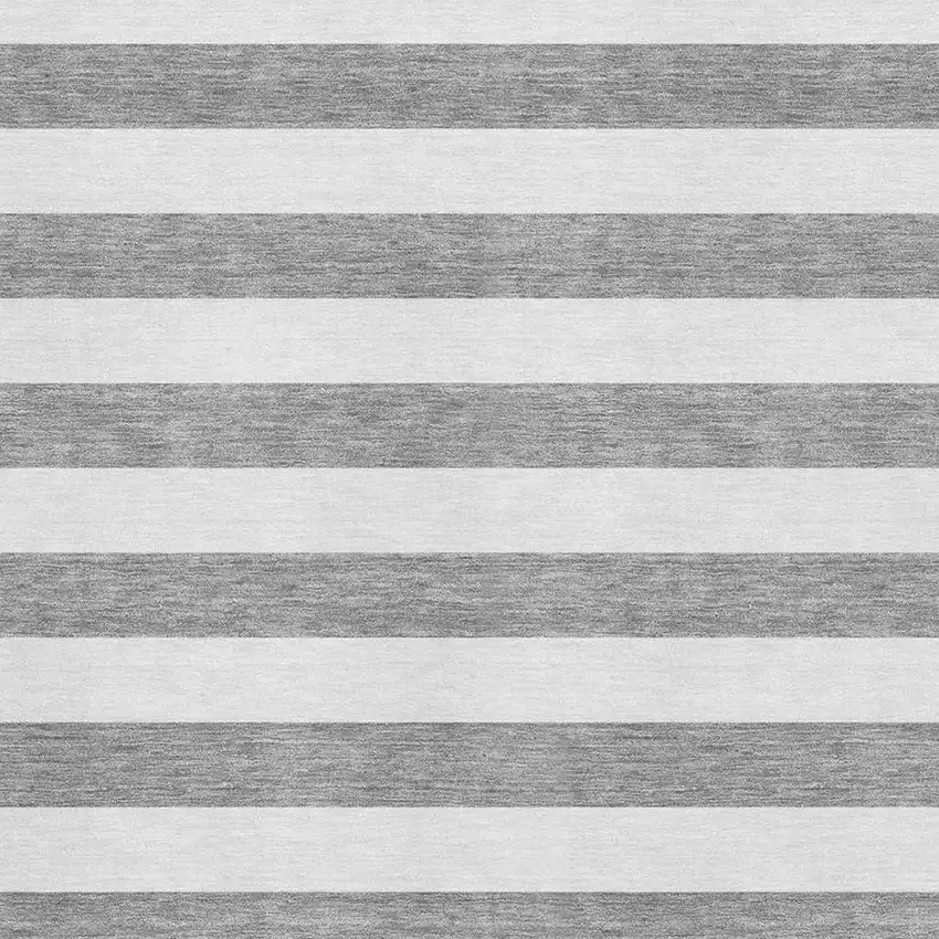 Gray And Ivory Striped Washable Area Rug With UV Protection Photo 3