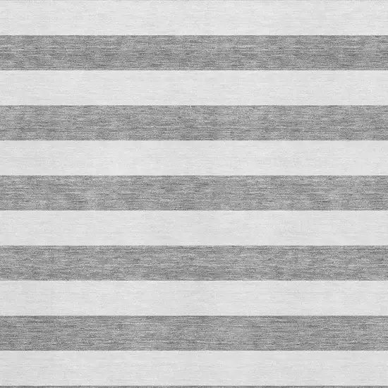 Gray And Ivory Striped Washable Area Rug With UV Protection Photo 4