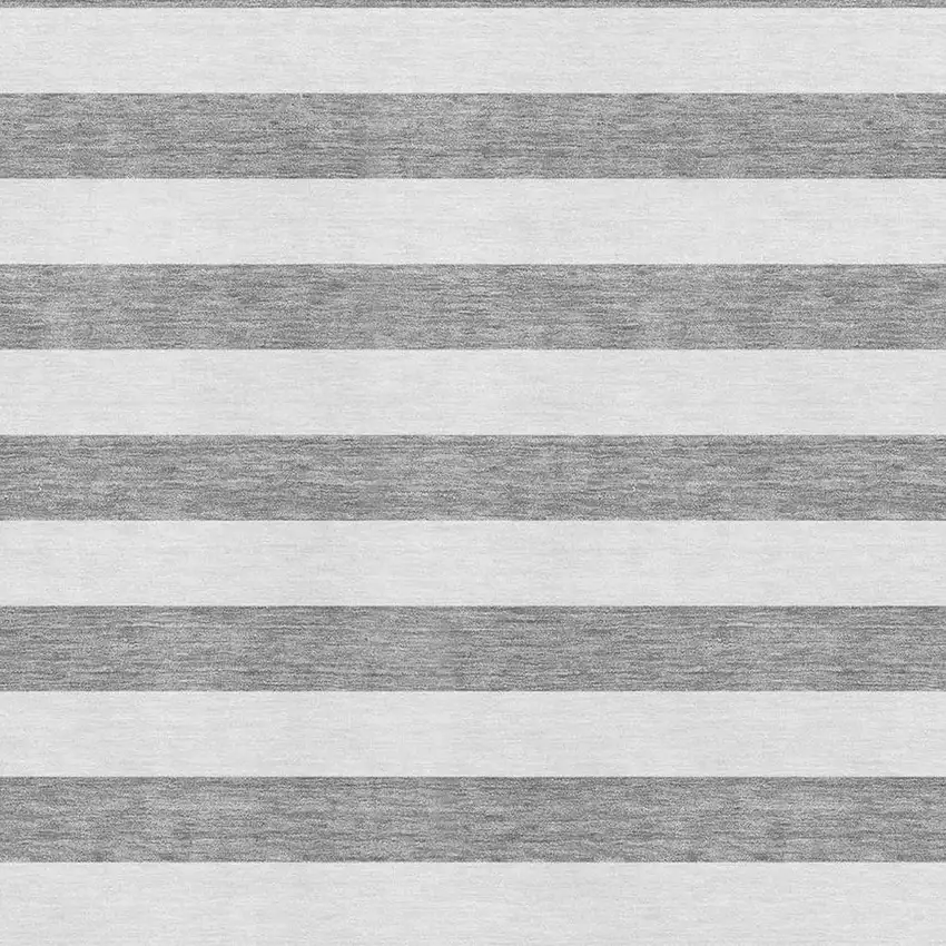 Gray And Ivory Striped Washable Area Rug With UV Protection Photo 3