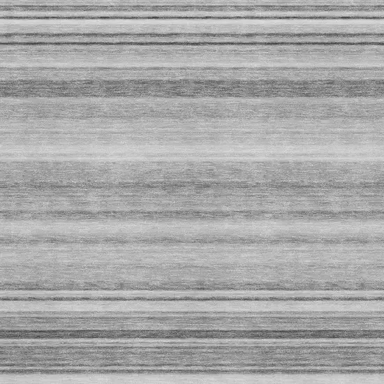 Gray And Ivory Striped Washable Area Rug With UV Protection Photo 4