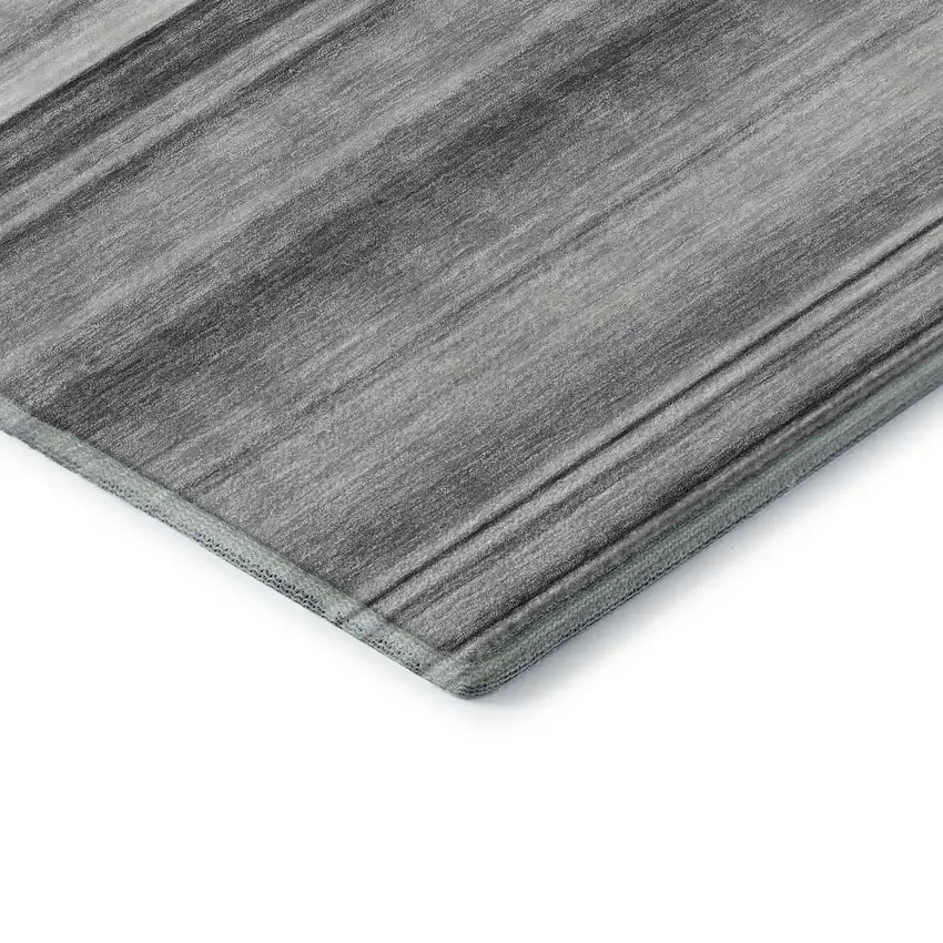 Gray And Ivory Striped Washable Area Rug With UV Protection Photo 9