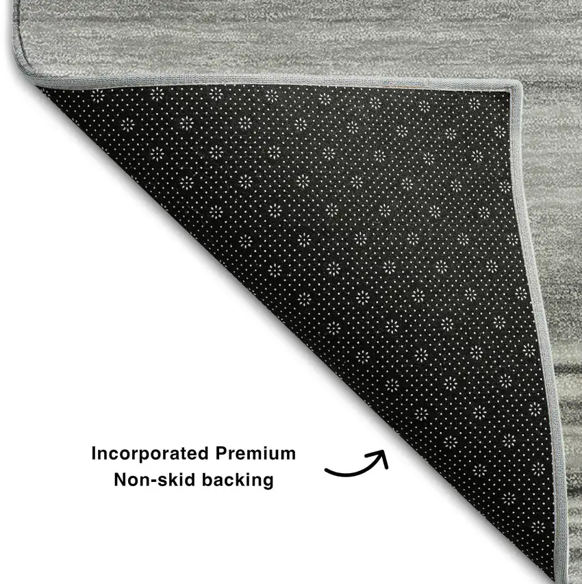 Gray And Ivory Striped Washable Area Rug With UV Protection Photo 6