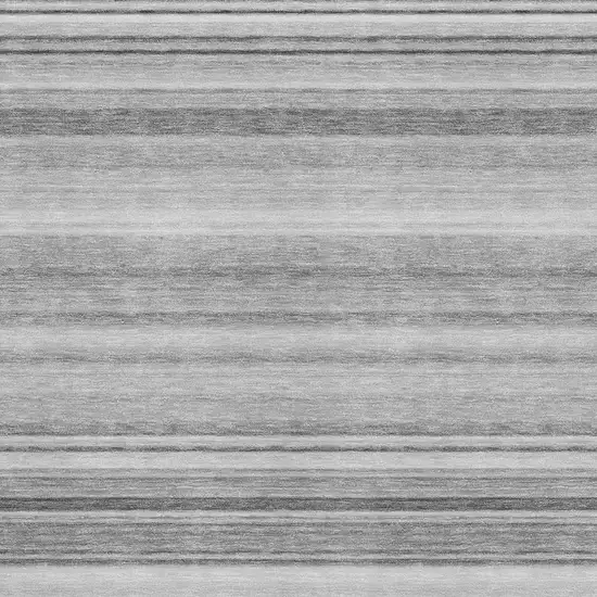 Gray And Ivory Striped Washable Area Rug With UV Protection Photo 1