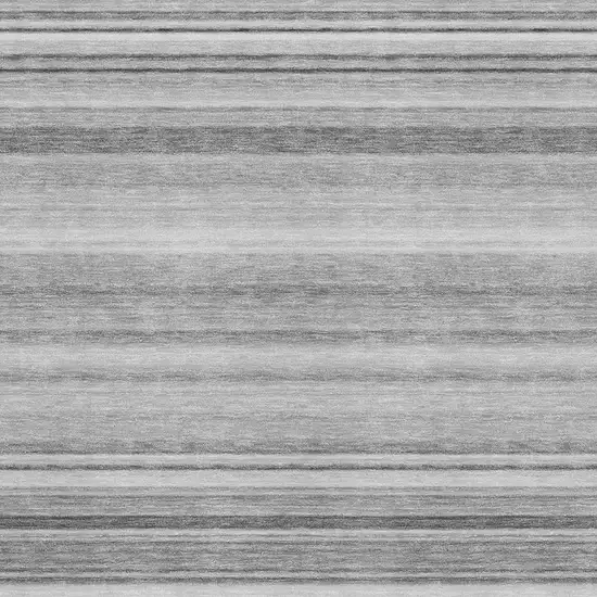 Gray And Ivory Striped Washable Area Rug With UV Protection Photo 3