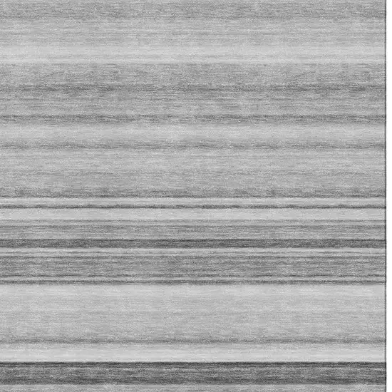 Gray And Ivory Striped Washable Area Rug With UV Protection Photo 4