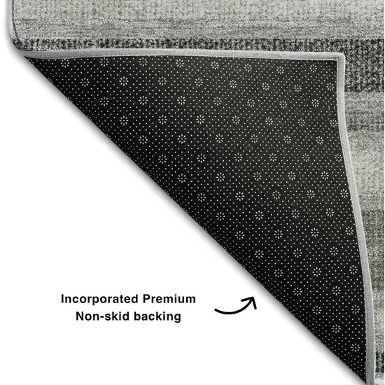 Gray And Ivory Striped Washable Area Rug With UV Protection Photo 8