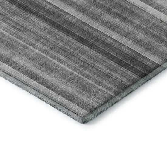 Gray And Ivory Striped Washable Area Rug With UV Protection Photo 9