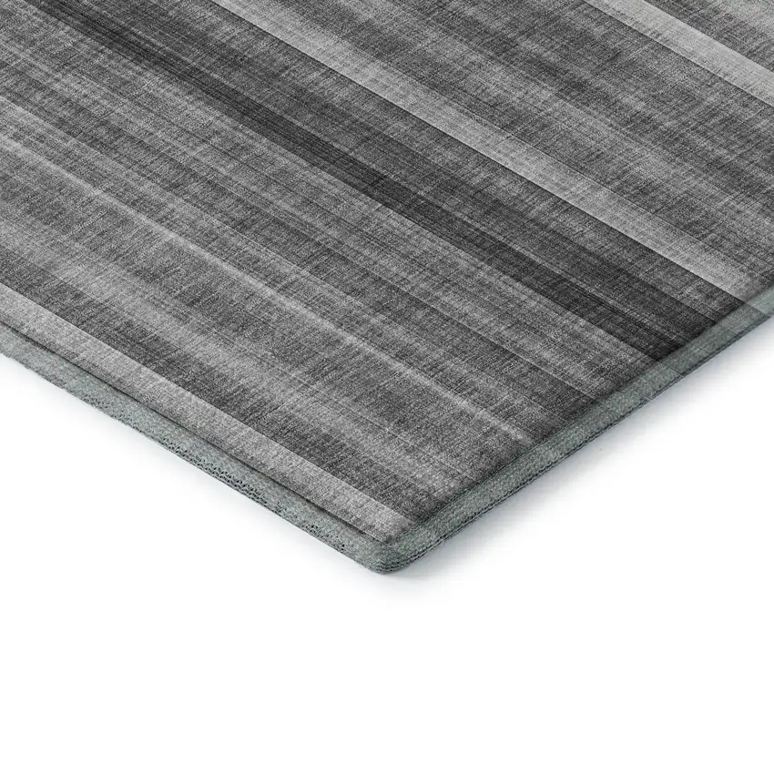 Gray And Ivory Striped Washable Area Rug With UV Protection Photo 9