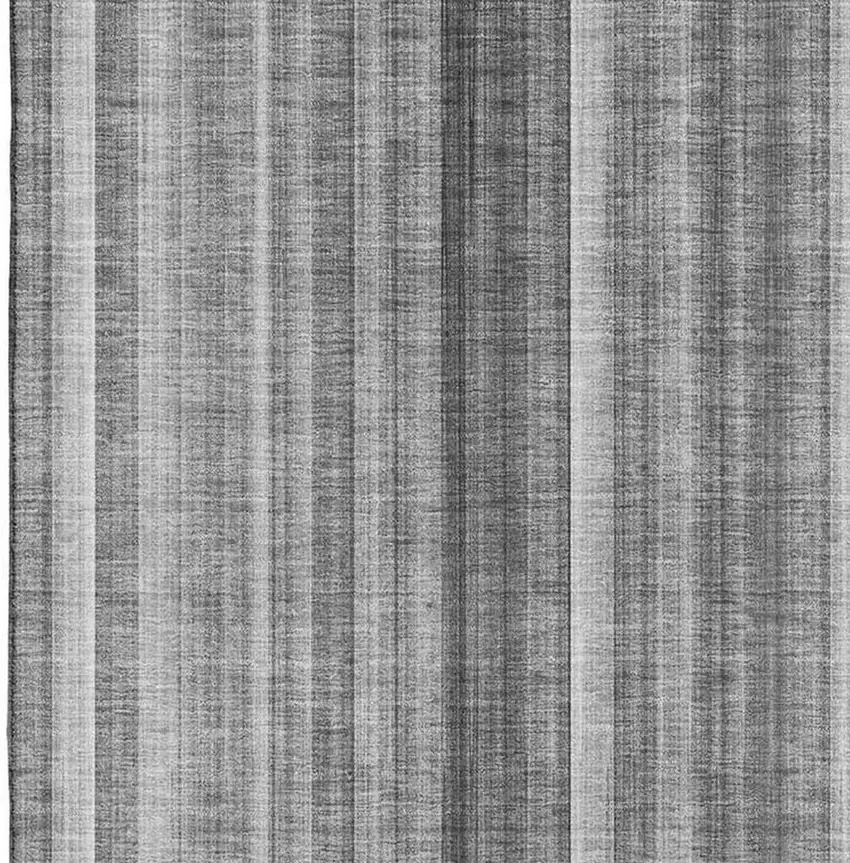 Gray And Ivory Striped Washable Area Rug With UV Protection Photo 4