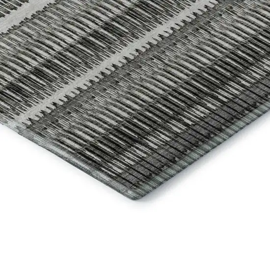 Gray And Ivory Striped Washable Area Rug With UV Protection Photo 7