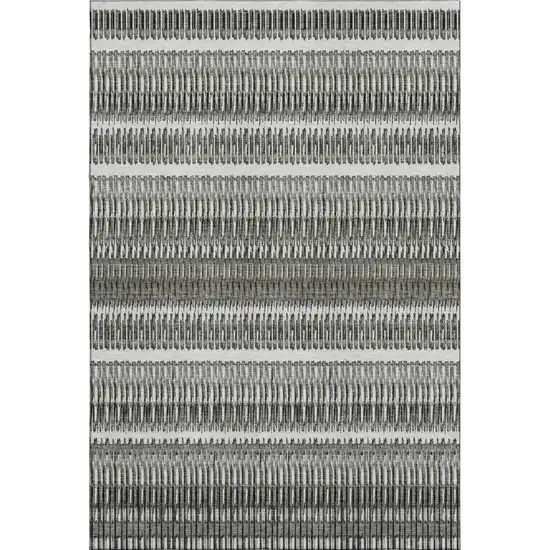 Gray And Ivory Striped Washable Area Rug With UV Protection Photo 2