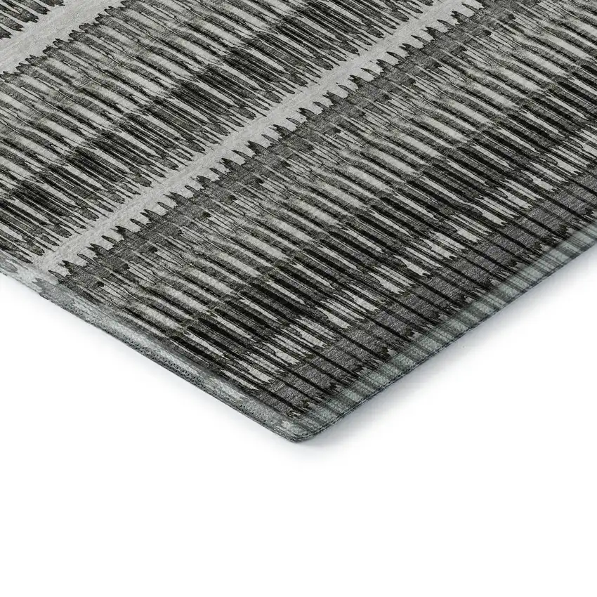 Gray And Ivory Striped Washable Area Rug With UV Protection Photo 8
