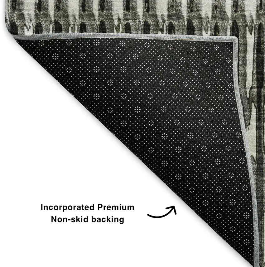 Gray And Ivory Striped Washable Area Rug With UV Protection Photo 7