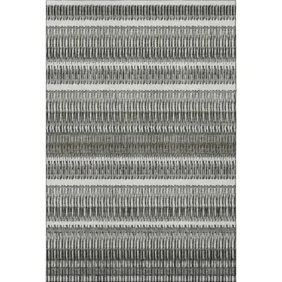 Gray And Ivory Striped Washable Area Rug With UV Protection Photo 4