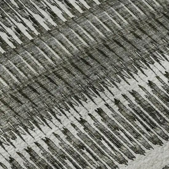 Gray And Ivory Striped Washable Area Rug With UV Protection Photo 8