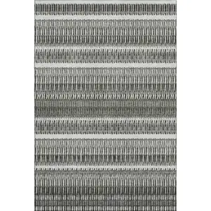 Photo of Gray And Ivory Striped Washable Area Rug With UV Protection