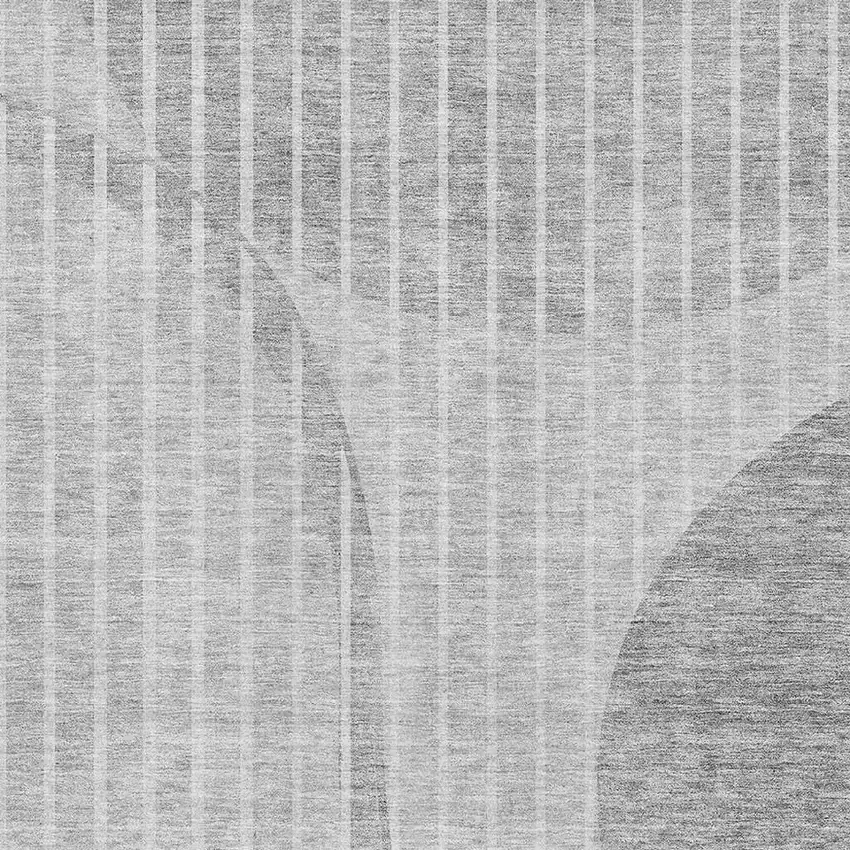 Gray And Ivory Striped Washable Area Rug With UV Protection Photo 3