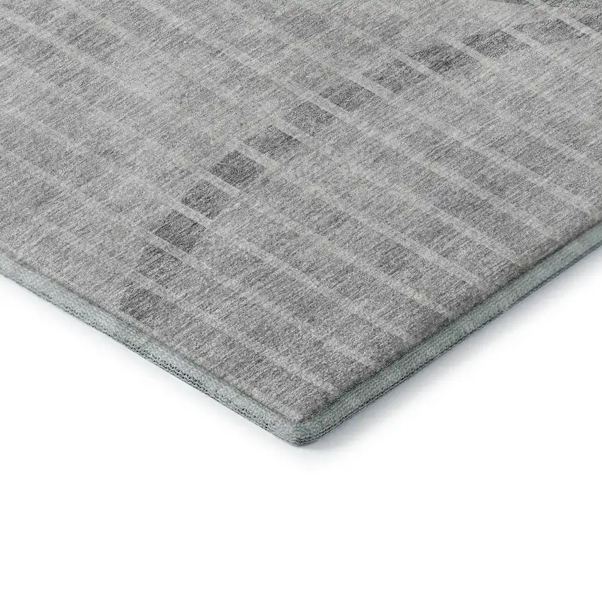 Gray And Ivory Striped Washable Area Rug With UV Protection Photo 8