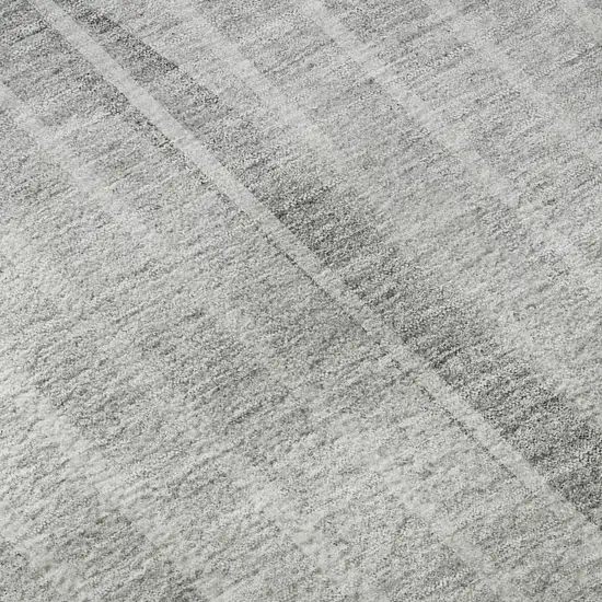 Gray And Ivory Striped Washable Area Rug With UV Protection Photo 9