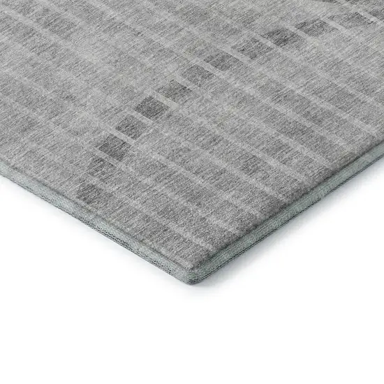 Gray And Ivory Striped Washable Area Rug With UV Protection Photo 7