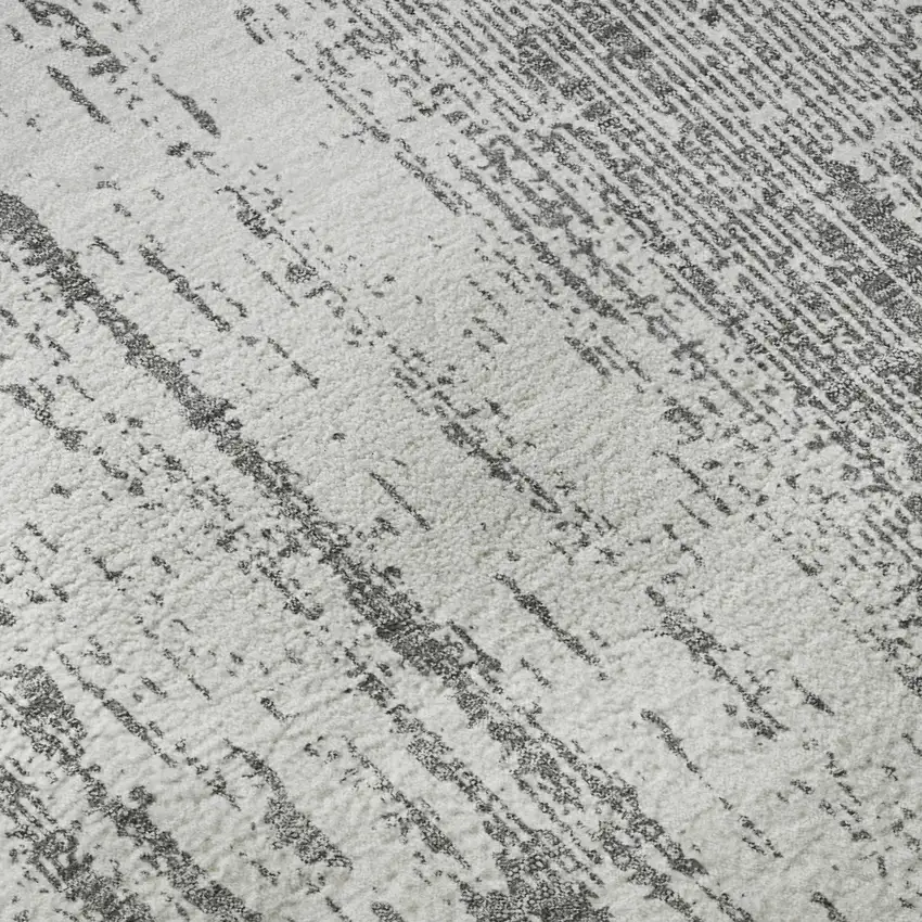 Gray And Ivory Striped Washable Area Rug With UV Protection Photo 1