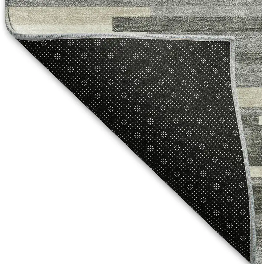 Gray And Ivory Striped Washable Area Rug With UV Protection Photo 7