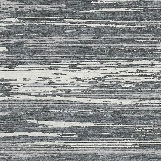 Gray And Ivory Striped Washable Area Rug With UV Protection Photo 3