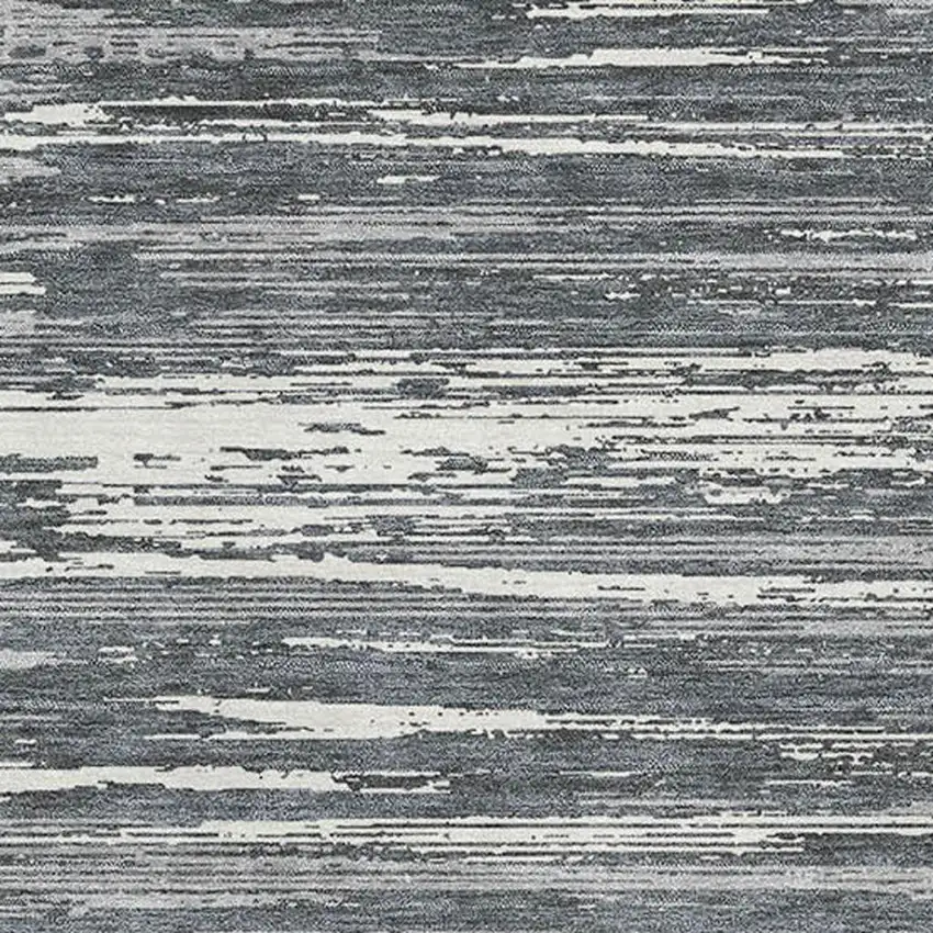 Gray And Ivory Striped Washable Area Rug With UV Protection Photo 3