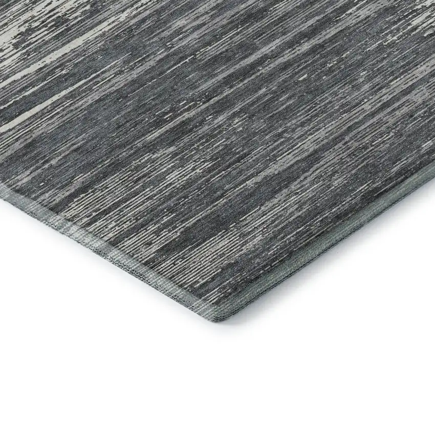 Gray And Ivory Striped Washable Area Rug With UV Protection Photo 8