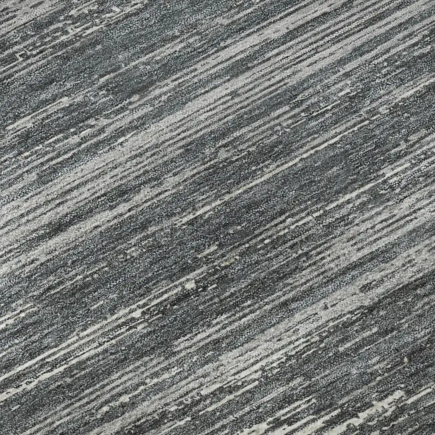 Gray And Ivory Striped Washable Area Rug With UV Protection Photo 7