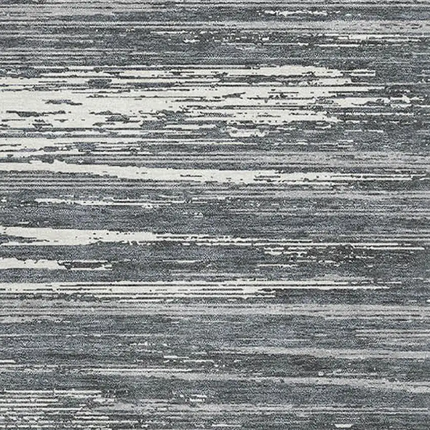 Gray And Ivory Striped Washable Area Rug With UV Protection Photo 3