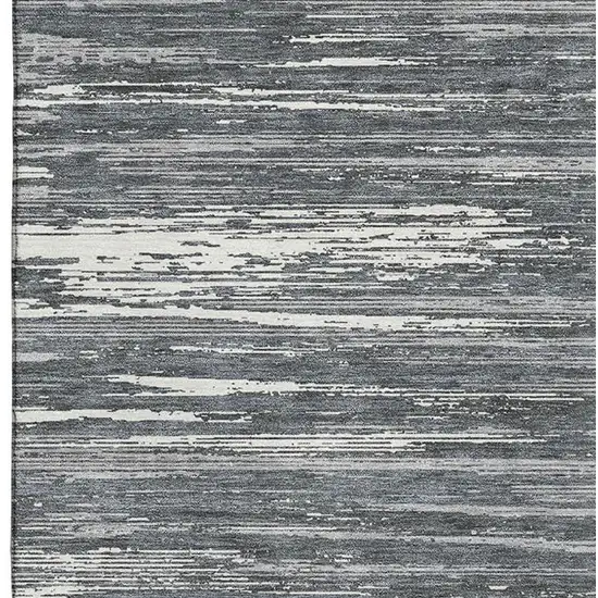 Gray And Ivory Striped Washable Area Rug With UV Protection Photo 4