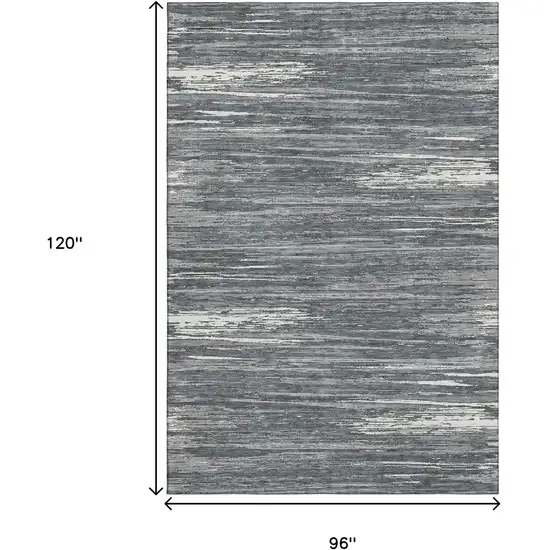 Gray And Ivory Striped Washable Area Rug With UV Protection Photo 8