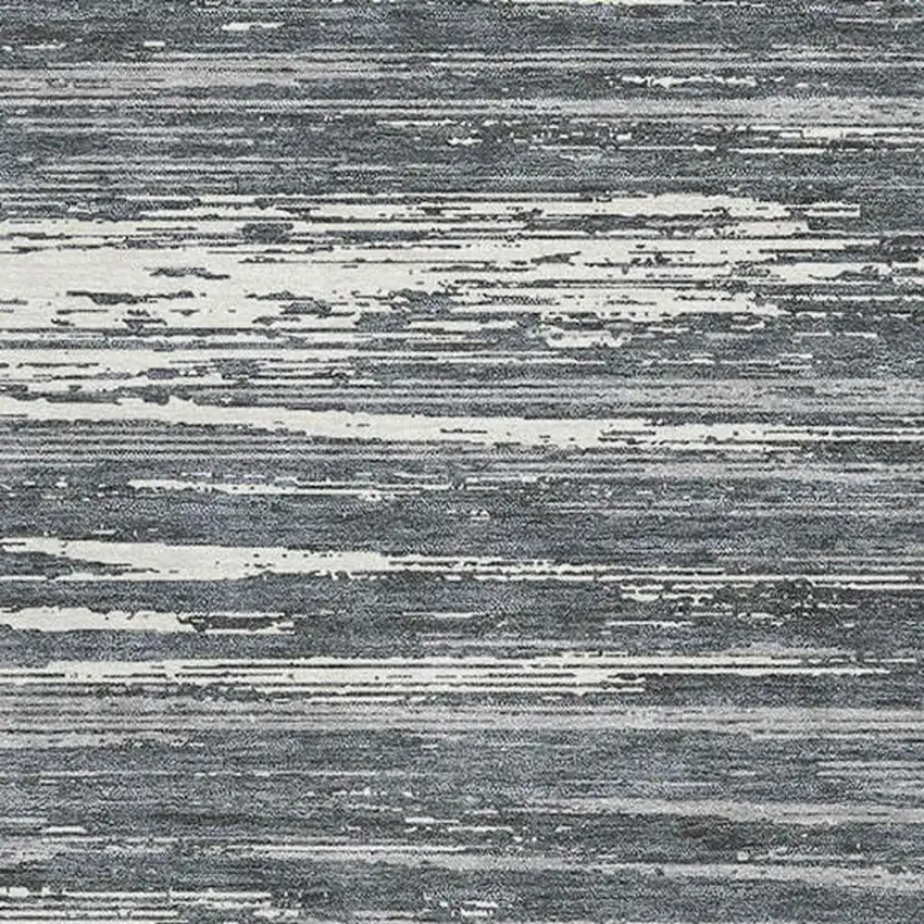 Gray And Ivory Striped Washable Area Rug With UV Protection Photo 3