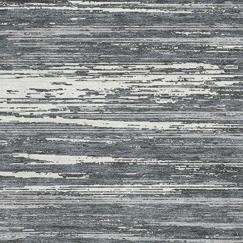 Gray And Ivory Striped Washable Area Rug With UV Protection Photo 3