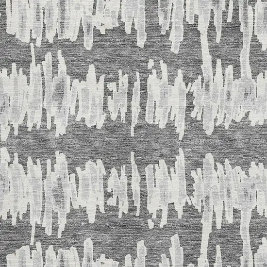 Gray And Ivory Striped Washable Area Rug With UV Protection Photo 3