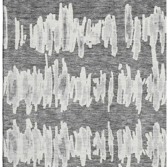 Gray And Ivory Striped Washable Area Rug With UV Protection Photo 3