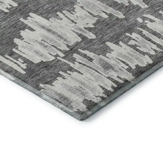 Gray And Ivory Striped Washable Area Rug With UV Protection Photo 8
