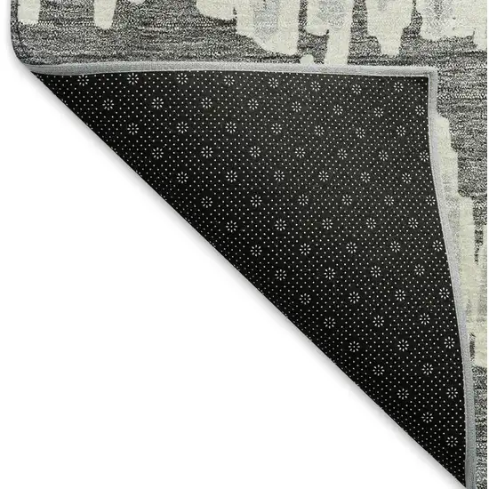 Gray And Ivory Striped Washable Area Rug With UV Protection Photo 7