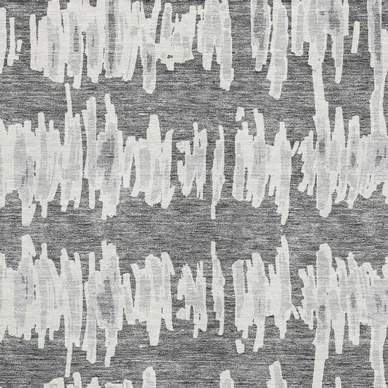 Gray And Ivory Striped Washable Area Rug With UV Protection Photo 3