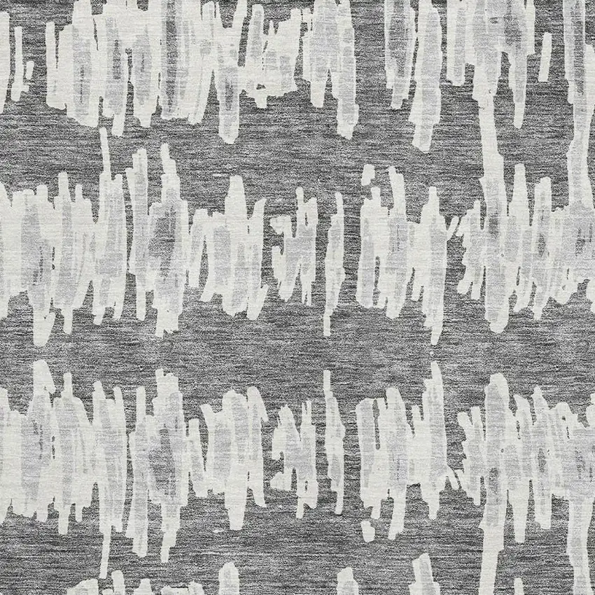 Gray And Ivory Striped Washable Area Rug With UV Protection Photo 3